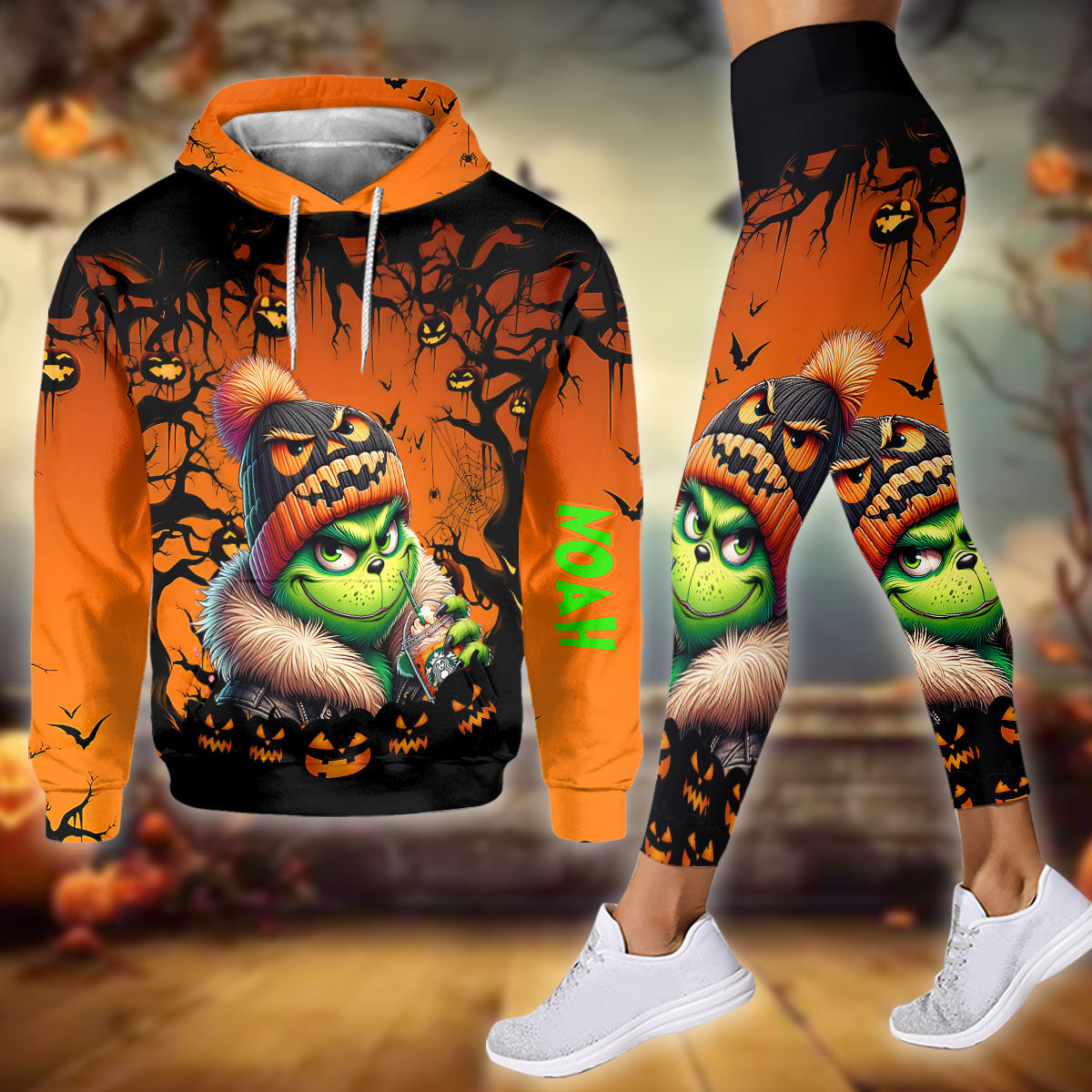 Green Halloween - Personalized Stole Christmas Hoodie and Leggings