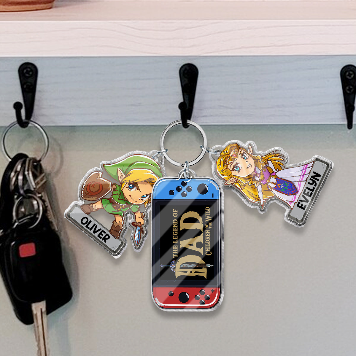 The Legend Of Dad - Personalized The Hero's Legend Keychain with Charms