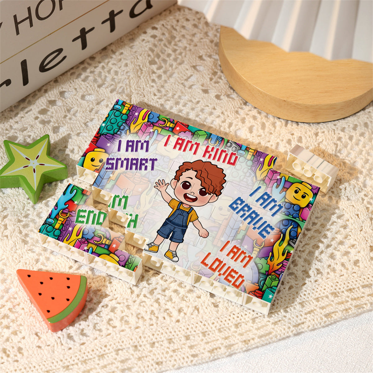 I Am Kind, I Am Brave - Personalized Kid One-sided Horizontal Rectangle Building Brick Blocks