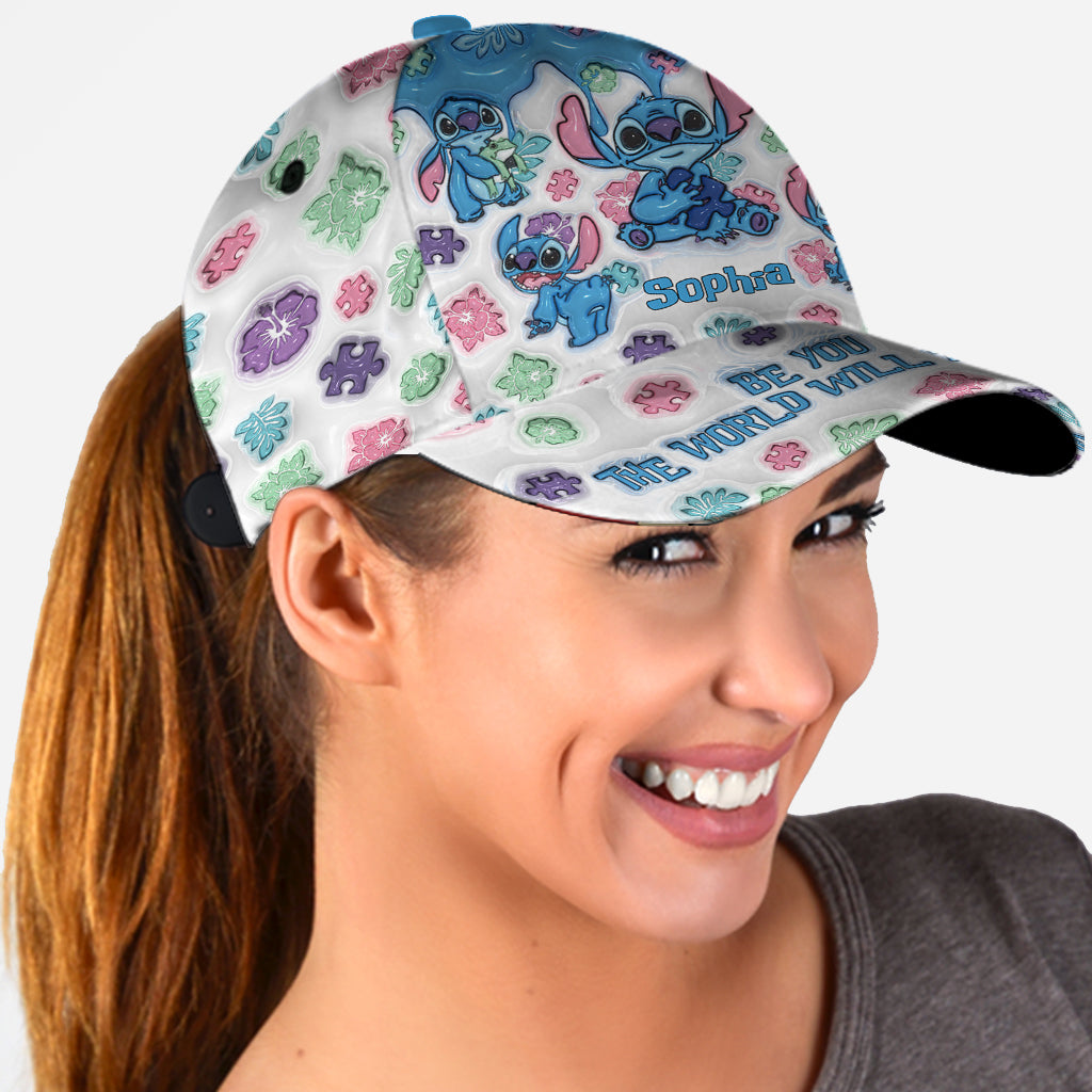 Be You The World Will Adjust - Personalized Autism Awareness Classic Cap