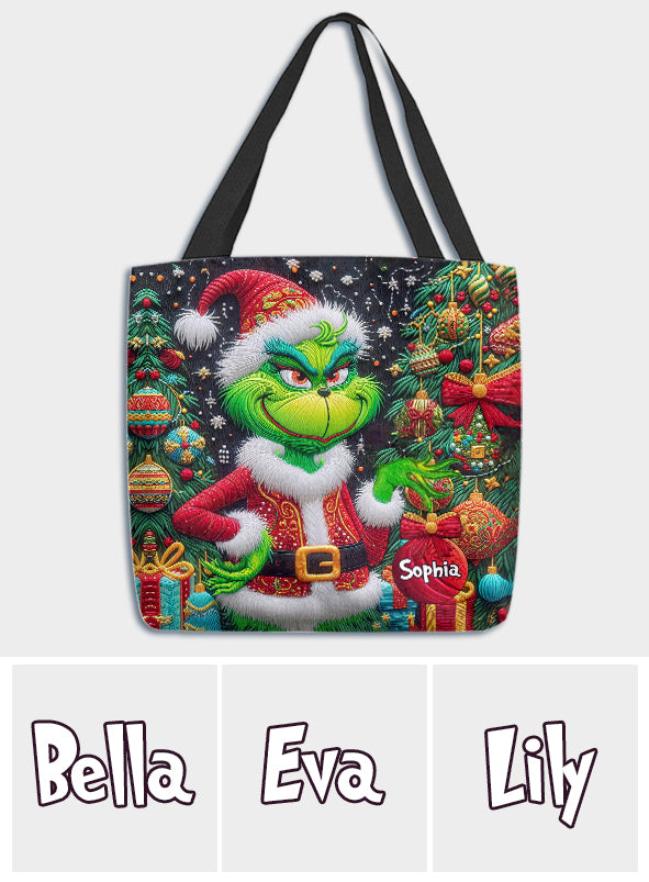 Merry Grinchmas - Personalized Stole Christmas Tote Bag