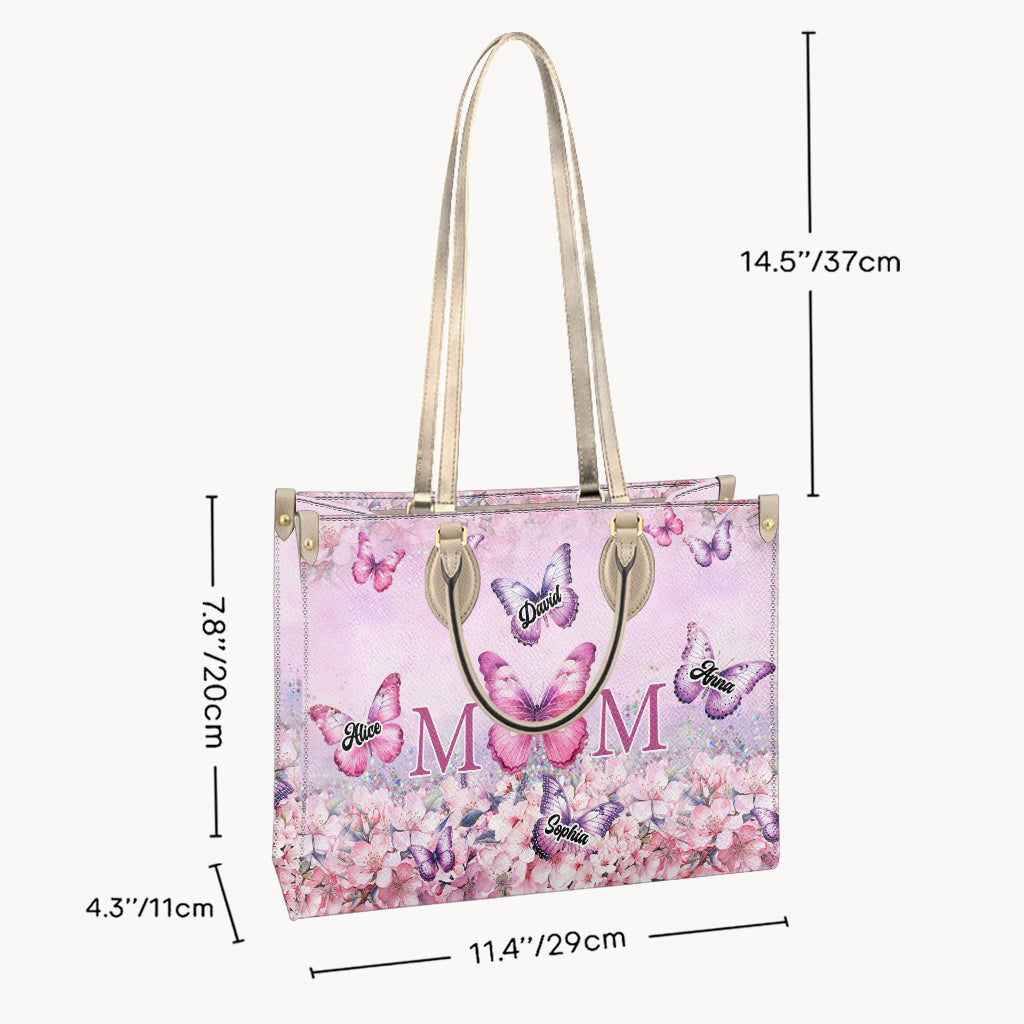 Butterfly Mom - Personalized Mother Leather Handbag