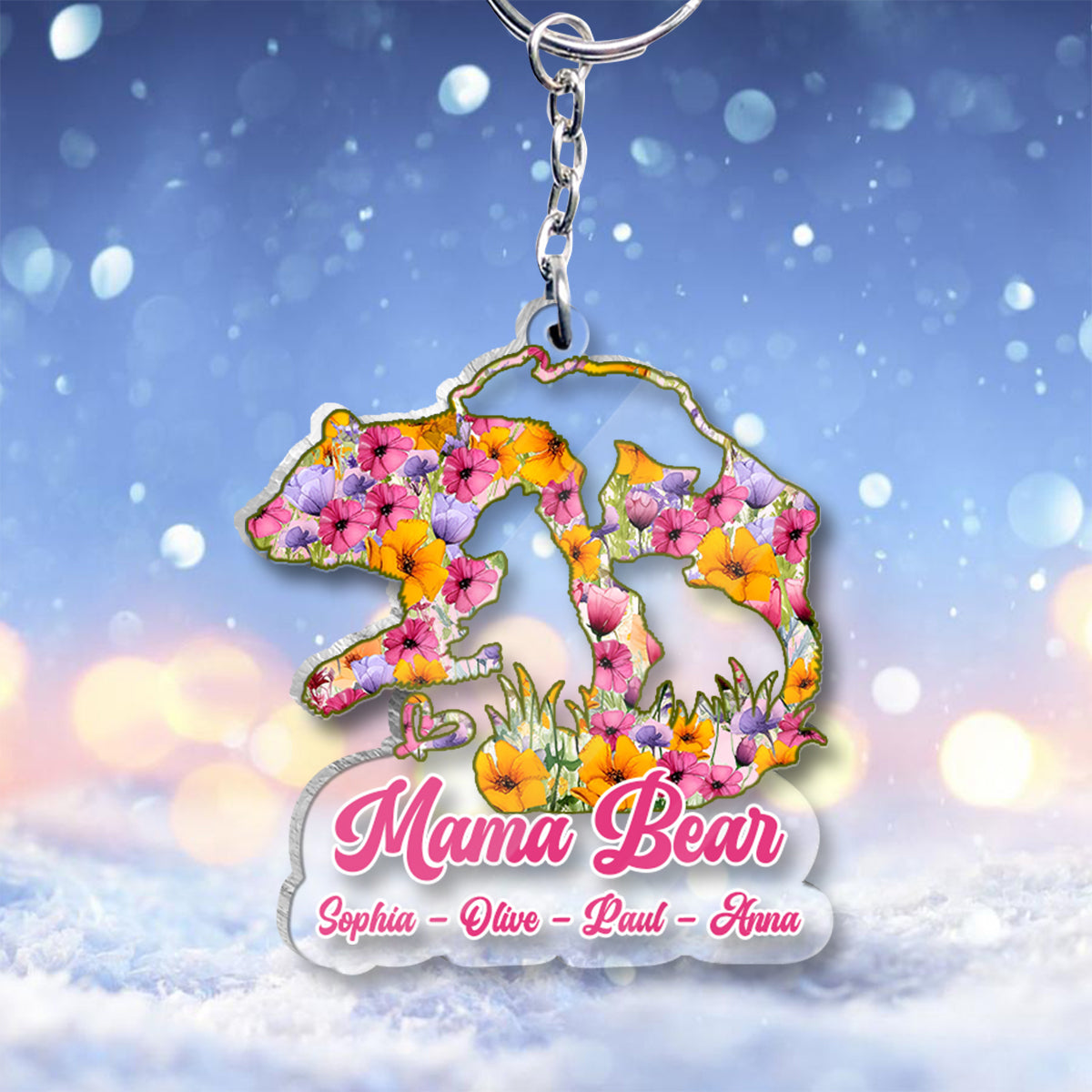 Mama Bear - Personalized Mother Transparent Keychain