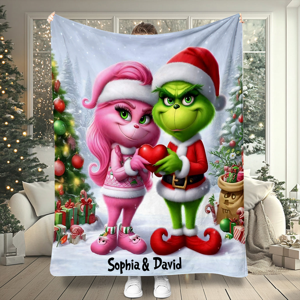 Merry Grinchmas - Personalized Stole Christmas Blanket