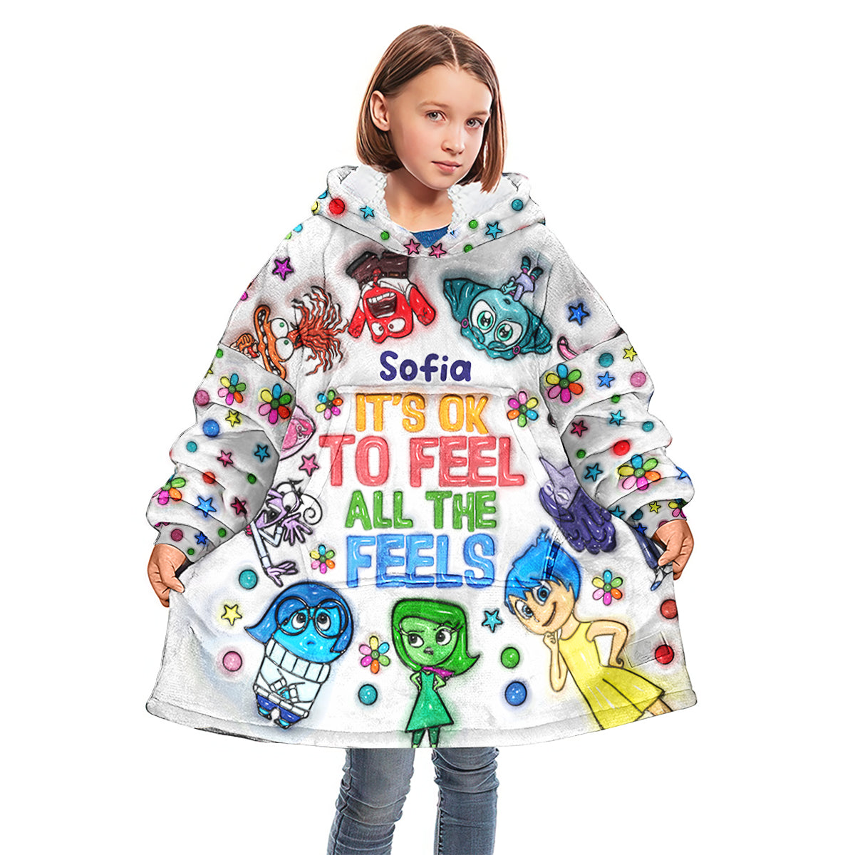 It's Ok To Feel All The Feels - Personalized Mouse Blanket Hoodie