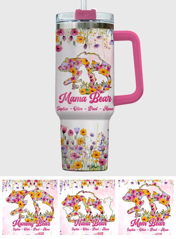 Mama Bear - Personalized Mother Tumbler With Handle