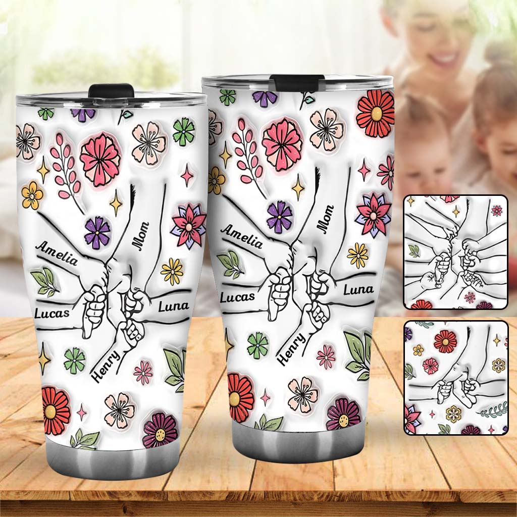 Spring Flower Holding Hands Nana Mom - Personalized Mother Tumbler