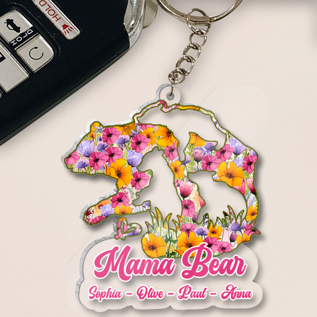 Mama Bear - Personalized Mother Transparent Keychain