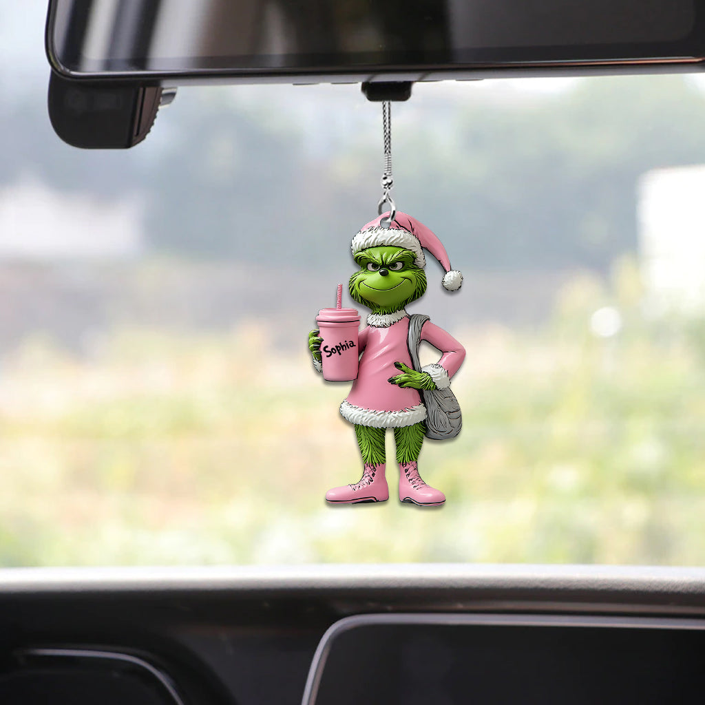 Grinchy Green Lady - Personalized Stole Christmas Car Ornament