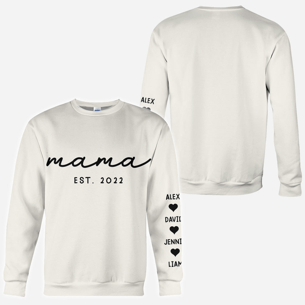 Mama Est. Kids Children Names On Sleeves - Personalized Mother All Over Shirt