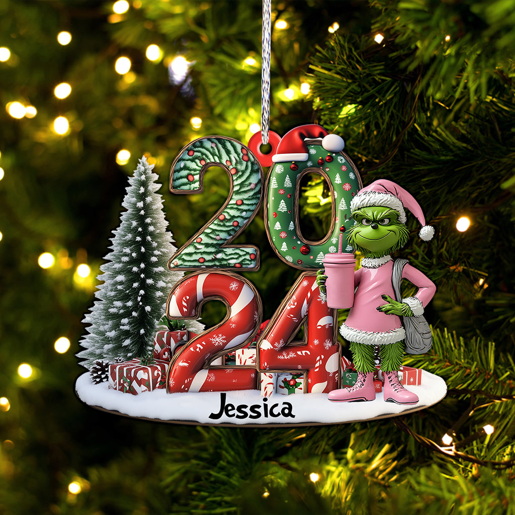 Grinchy Green Lady Christmas - Personalized Stole Christmas Custom Shaped Ornament