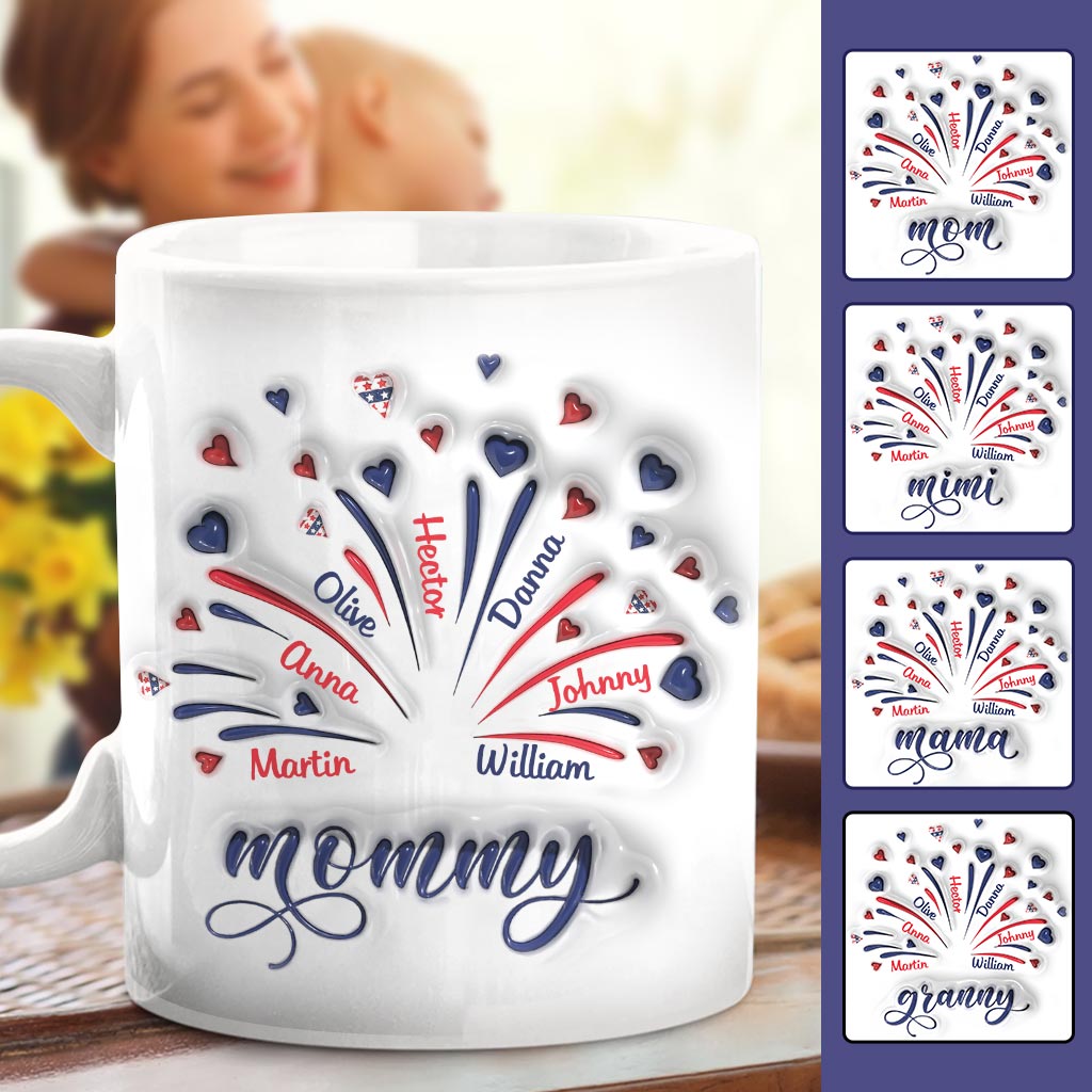 Firework America Flag - Personalized Mother Mug