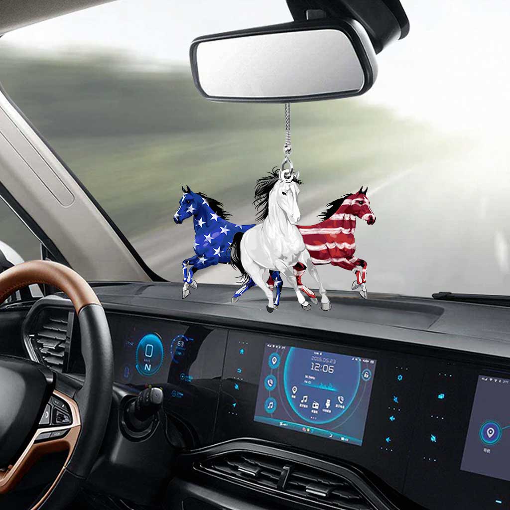 Horse Independence Day Car Ornament (Printed On Both Sides)