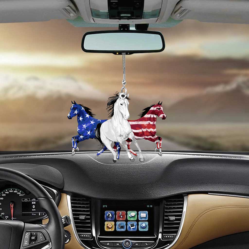 Horse Independence Day Car Ornament (Printed On Both Sides)