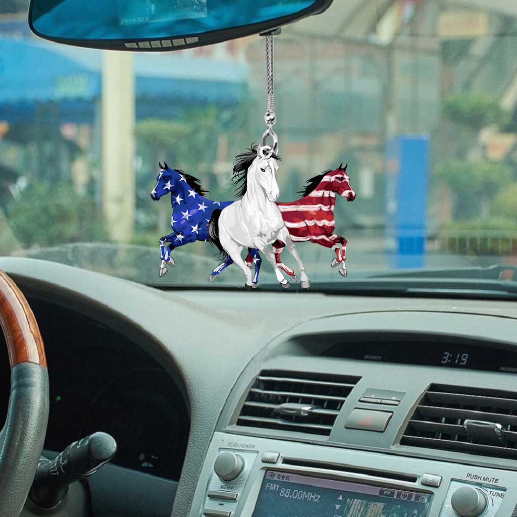 Horse Independence Day Car Ornament (Printed On Both Sides)