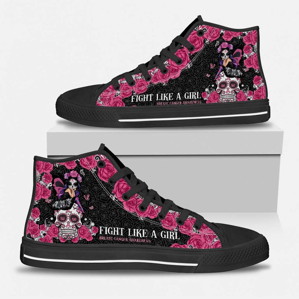 Fight Like A Girl Breast Cancer Awareness High Top Shoes 0622