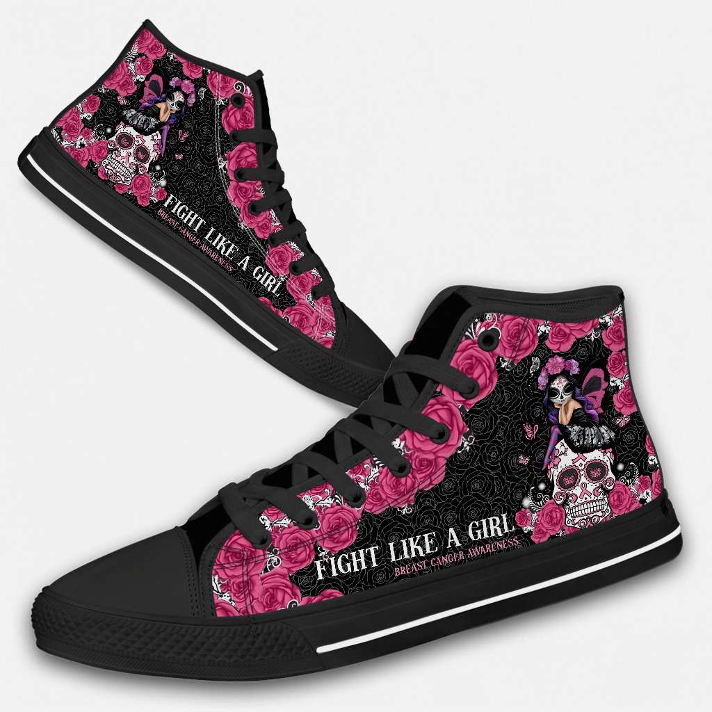 Fight Like A Girl Breast Cancer Awareness High Top Shoes 0622