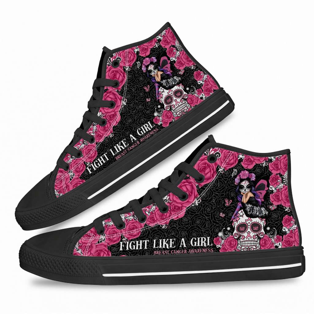 Fight Like A Girl Breast Cancer Awareness High Top Shoes 0622