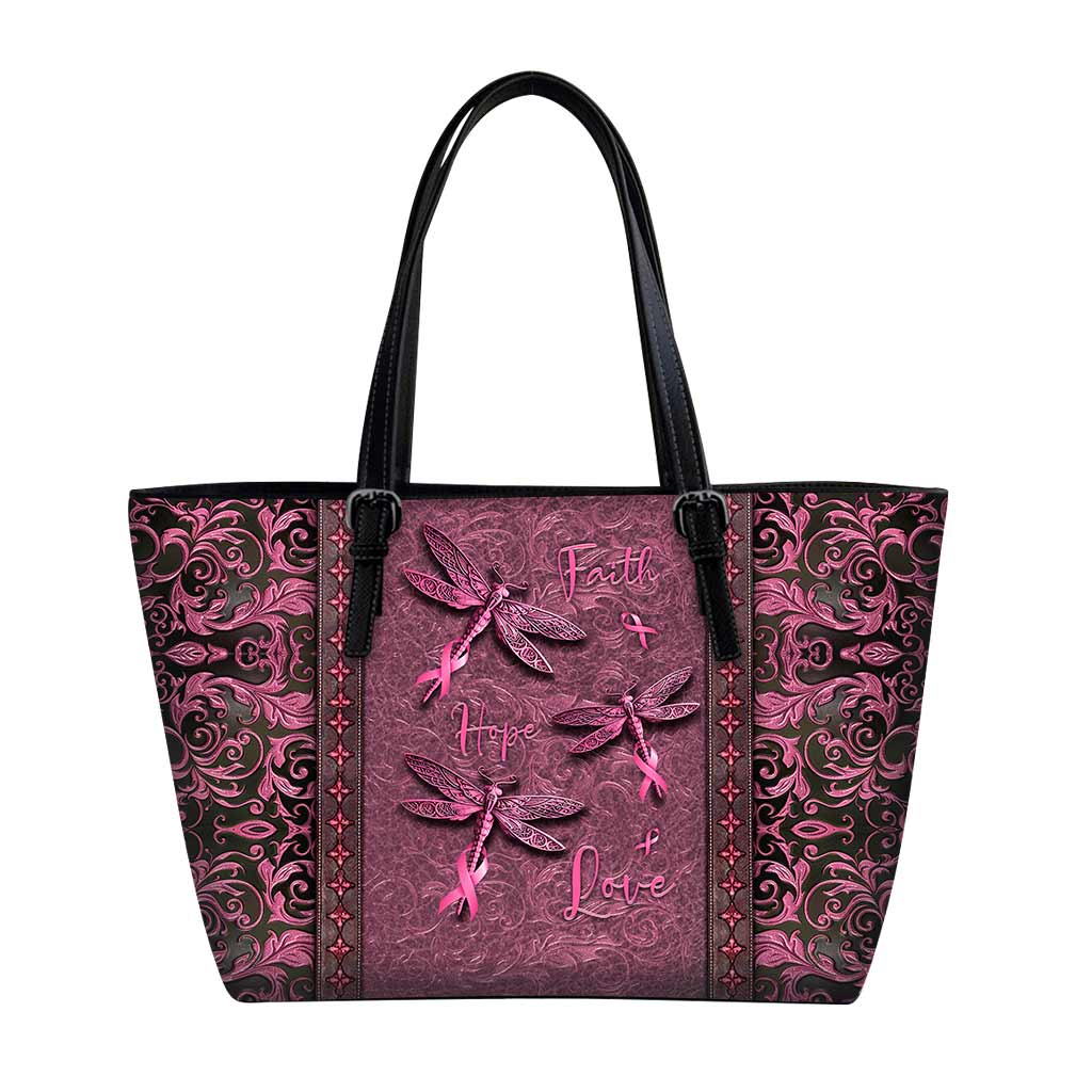 Faith Hope Love Breast Cancer Awareness Leather Bag 0622