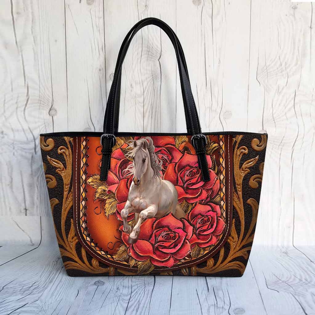 Horse Roses Art Horse Leather Bag 0622