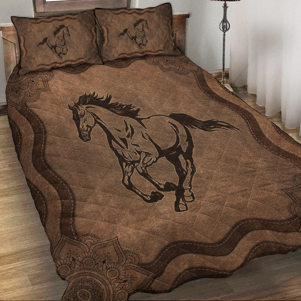 Horse Leather Pattern Print Horse Quilt Set 0622