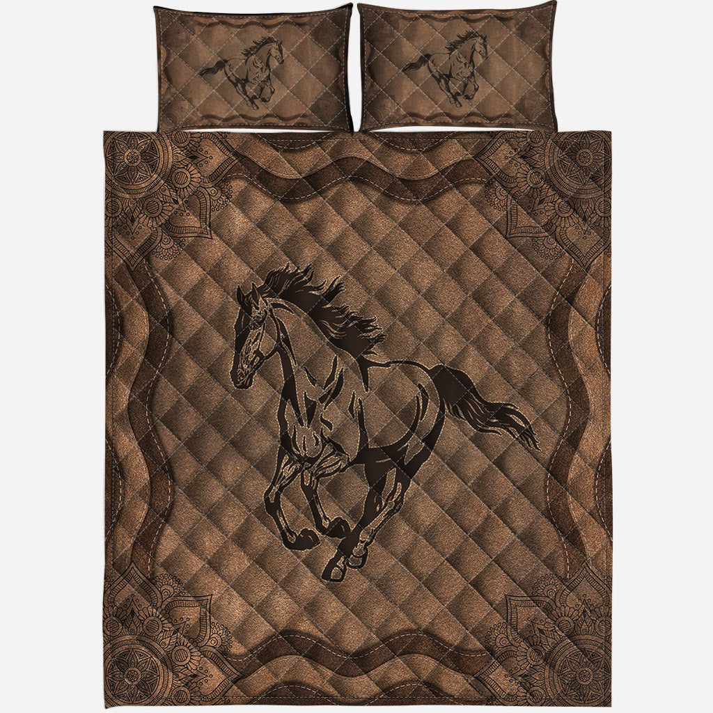 Horse Leather Pattern Print Horse Quilt Set 0622