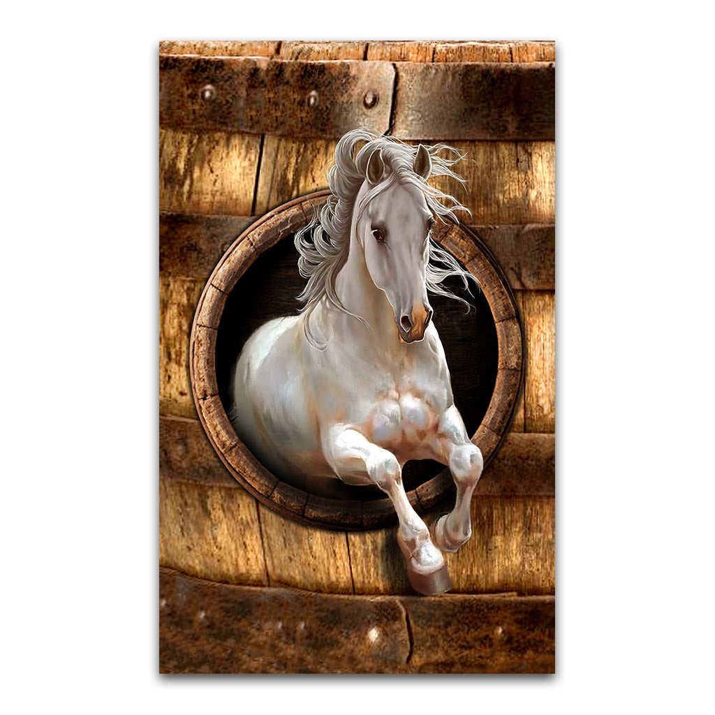 White Horse Wood Pattern Print Horse Rug 0622