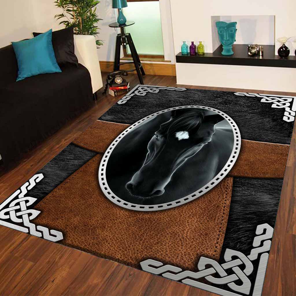 Pitch Black Leather Pattern Print Horse Rug 0622