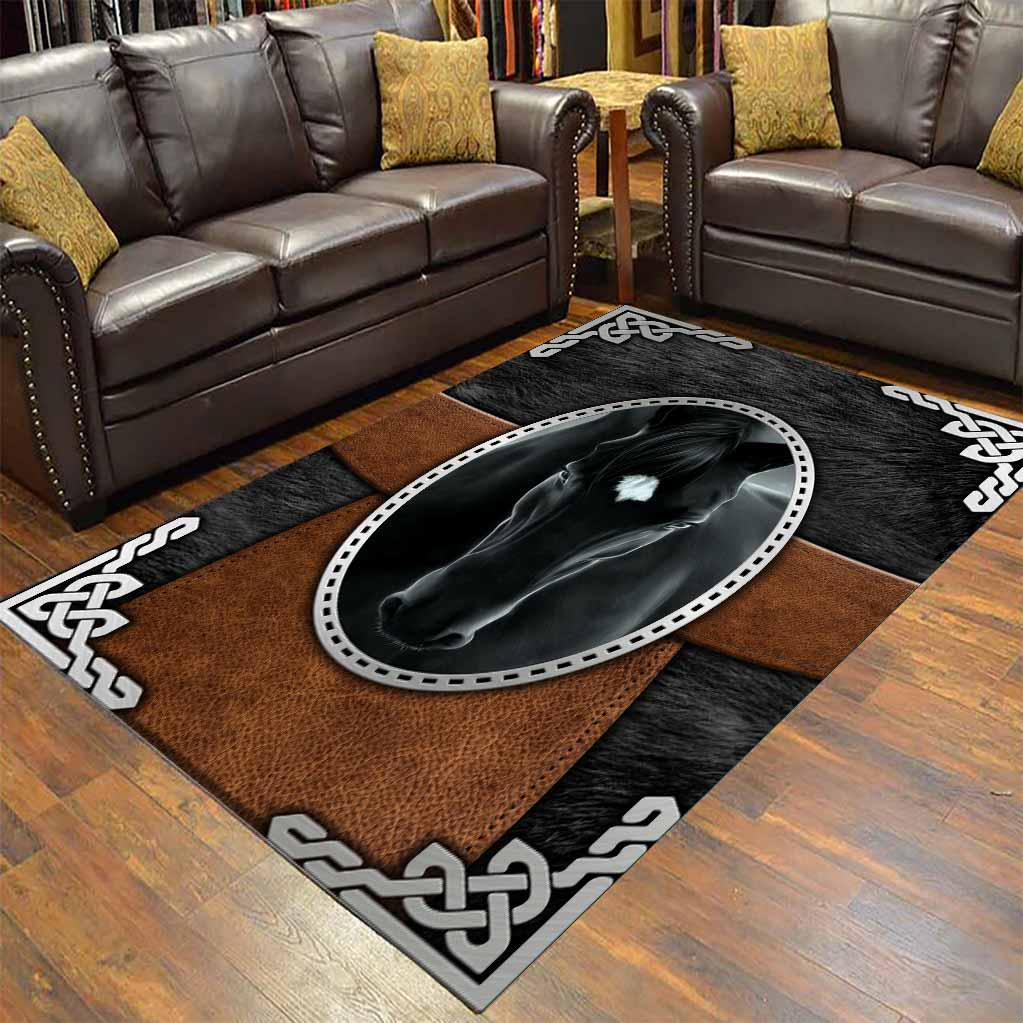 Pitch Black Leather Pattern Print Horse Rug 0622