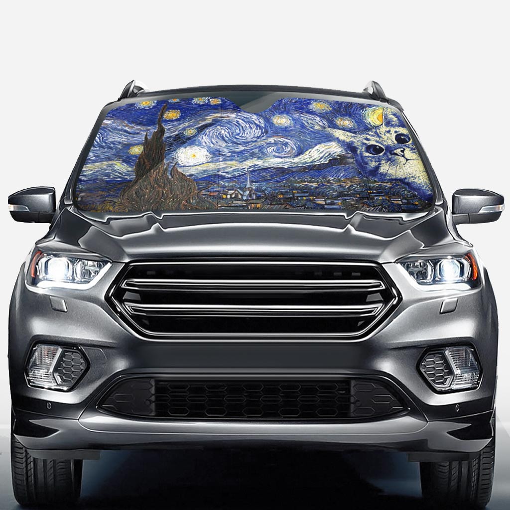 Cat Van Gogh Cat Car Sunshade 0622