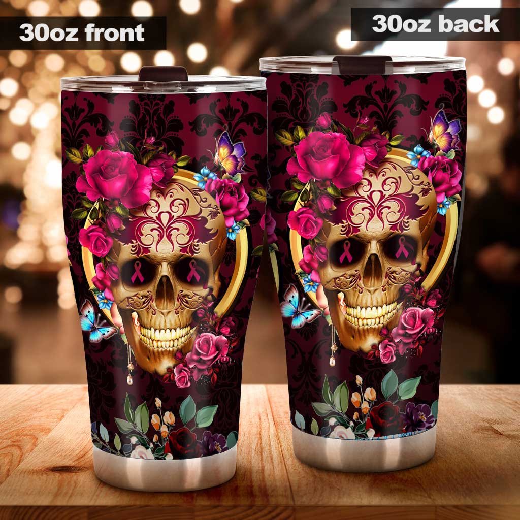 Skull And Flowers - Skull Tumbler 0622