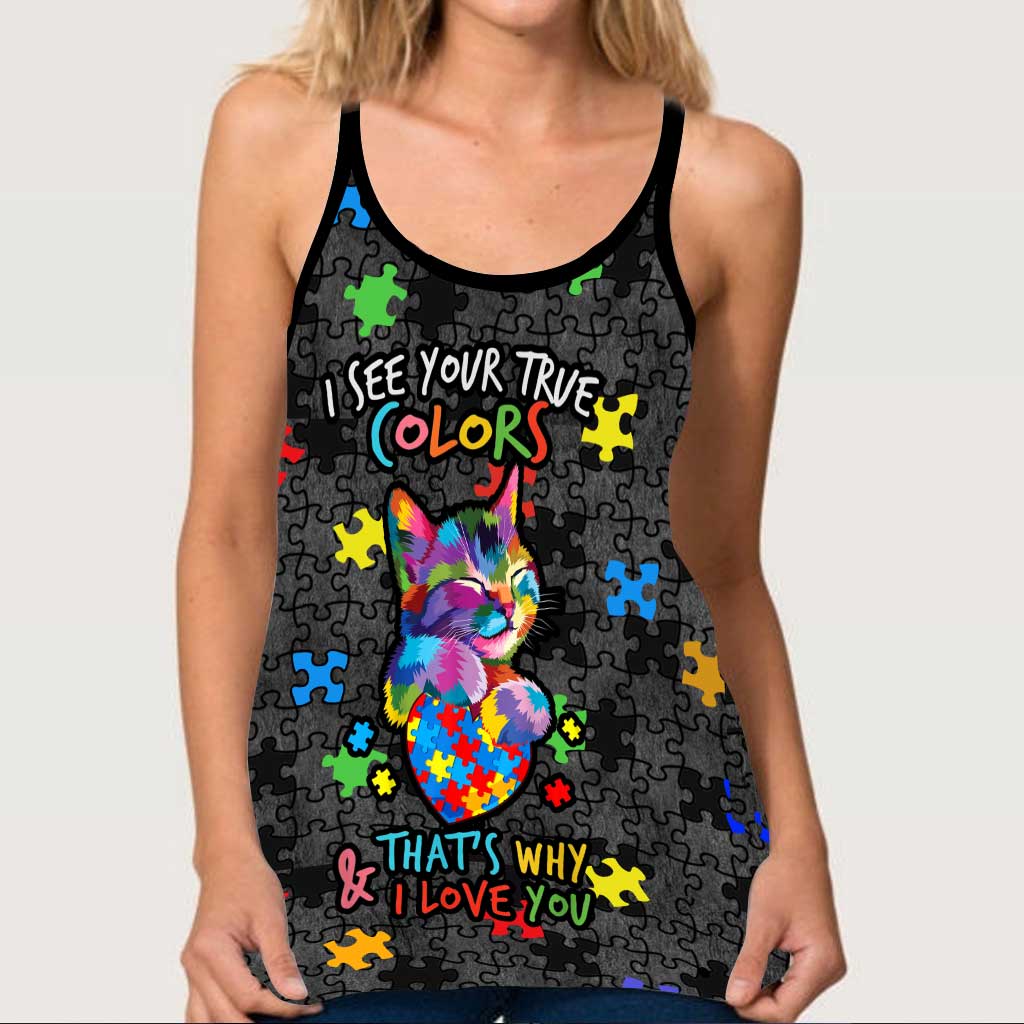 I See Your True Colors - Autism Awareness Cross Tank Top