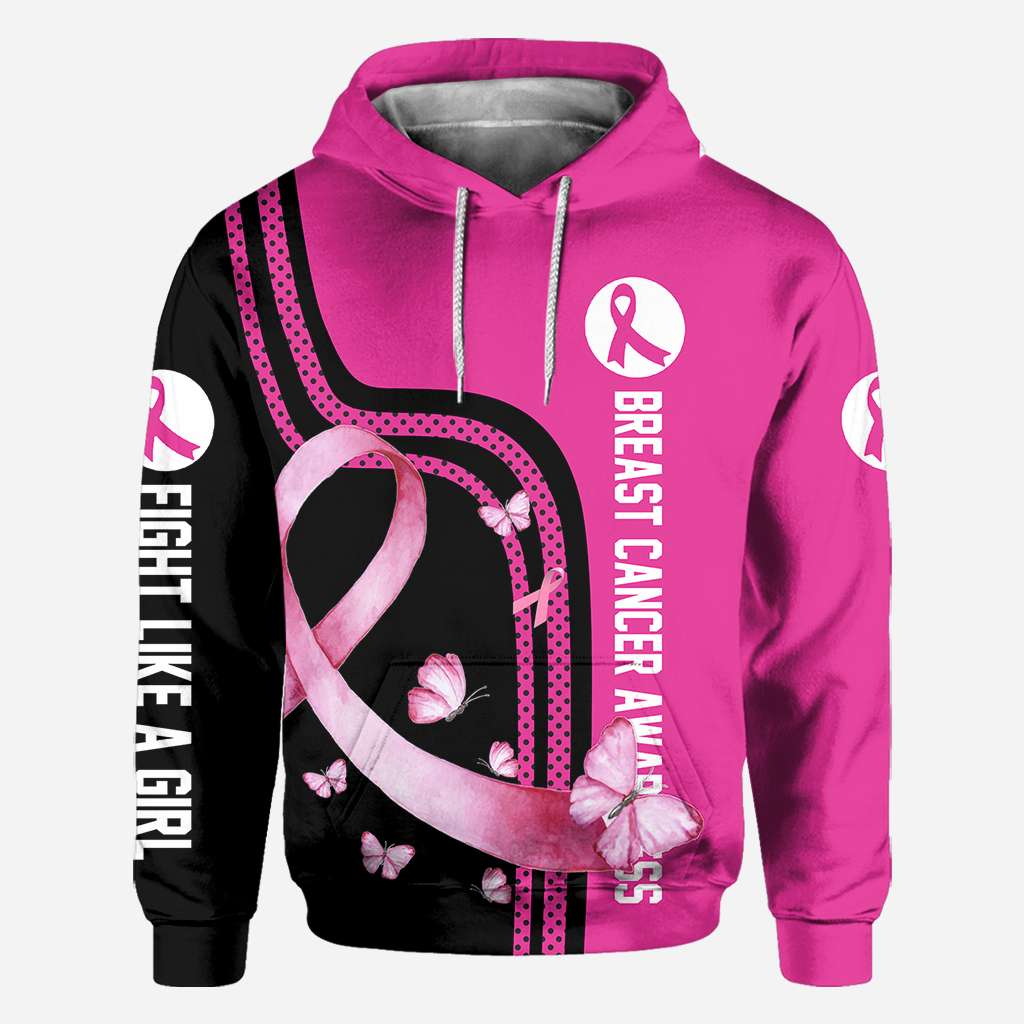 Fight Like A Girl - Breast Cancer Awareness All Over T-shirt and Hoodie 0822