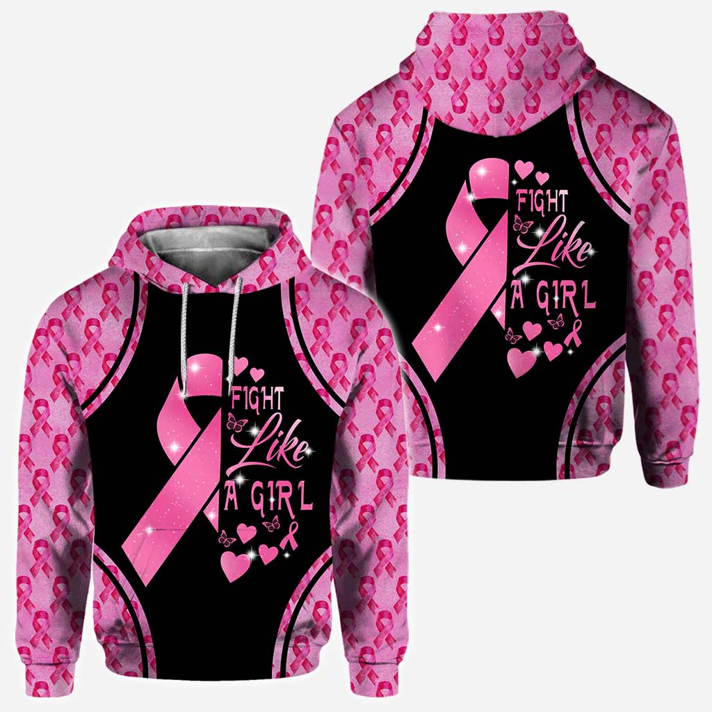 Fight Like A Girl - Breast Cancer Awareness All Over T-shirt and Hoodie 0822