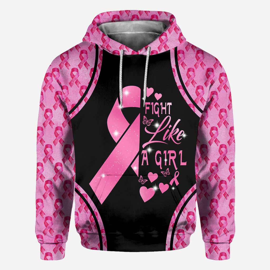 Fight Like A Girl - Breast Cancer Awareness All Over T-shirt and Hoodie 0822