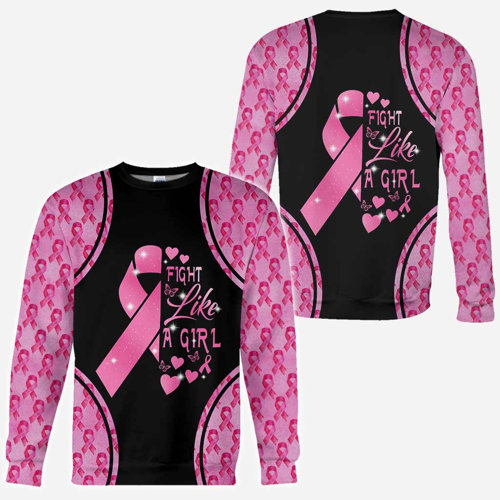 Fight Like A Girl - Breast Cancer Awareness All Over T-shirt and Hoodie 0822