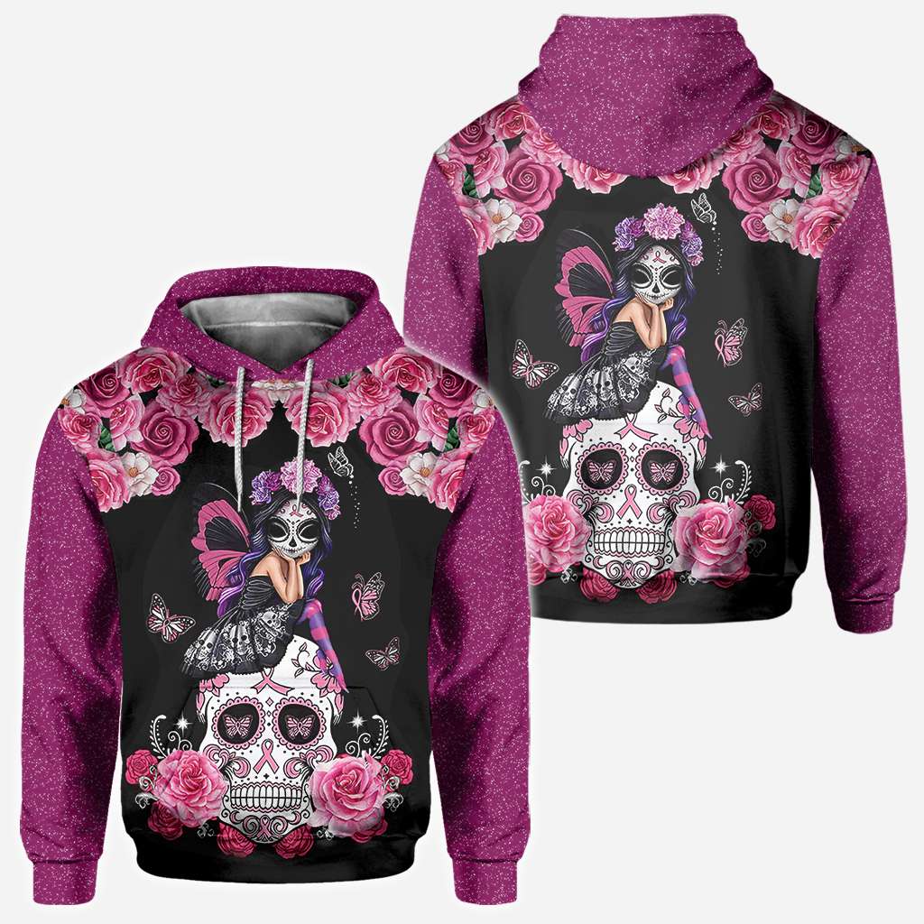 Sugar Skull Pink Ribbon - Breast Cancer Awareness All Over T-shirt and Hoodie 0822