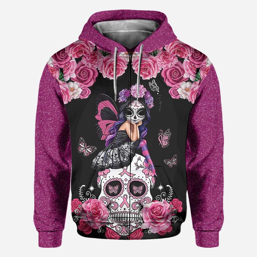 Sugar Skull Pink Ribbon - Breast Cancer Awareness All Over T-shirt and Hoodie 0822