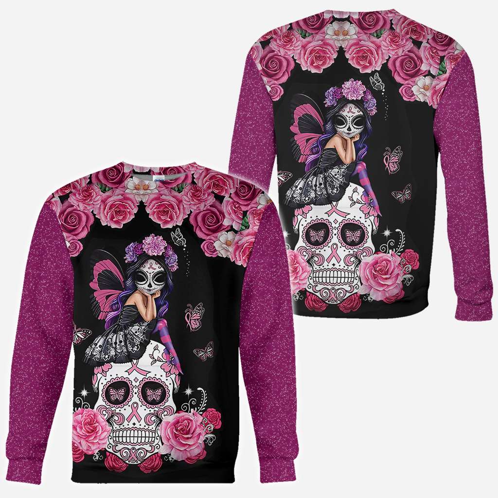 Sugar Skull Pink Ribbon - Breast Cancer Awareness All Over T-shirt and Hoodie 0822