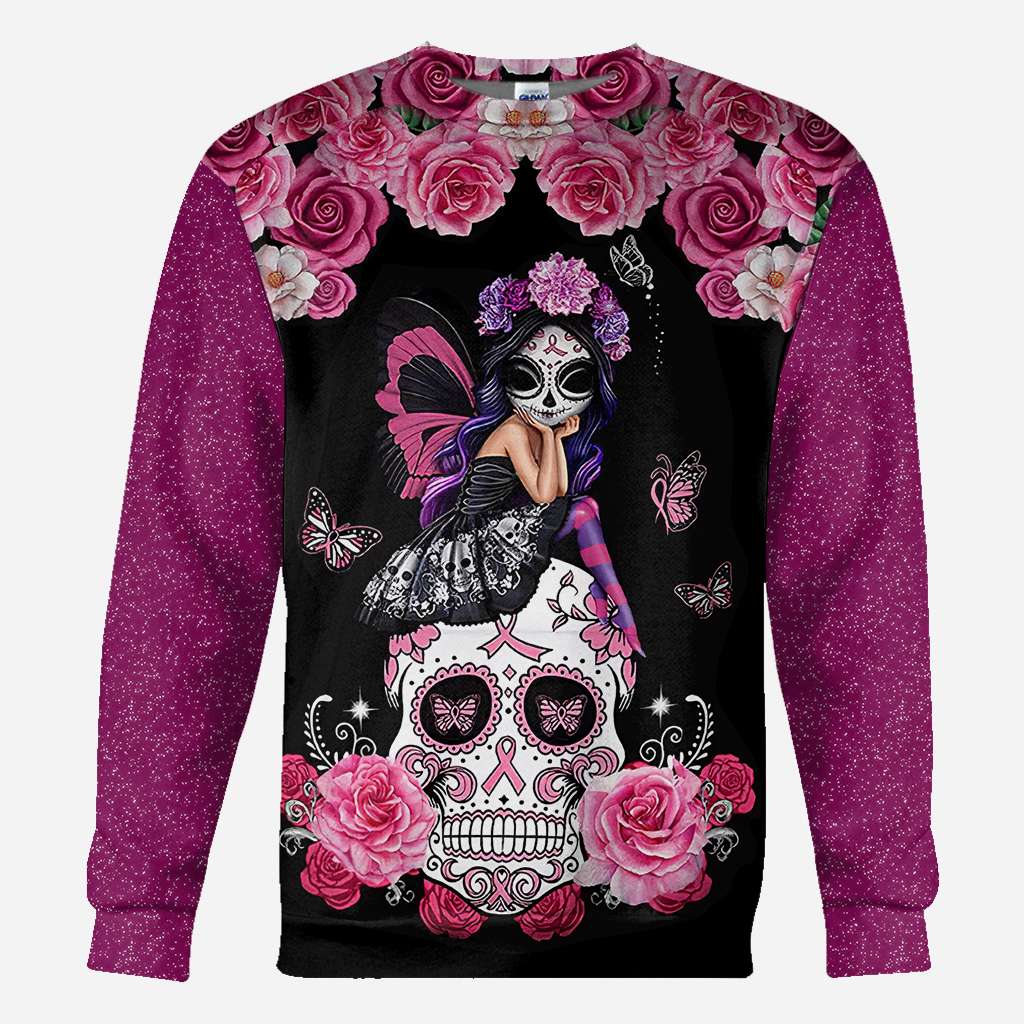 Sugar Skull Pink Ribbon - Breast Cancer Awareness All Over T-shirt and Hoodie 0822