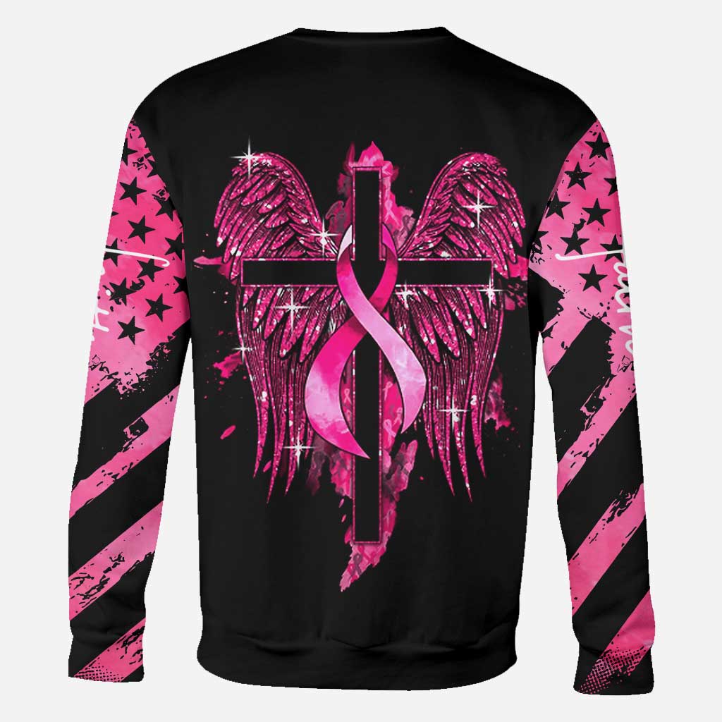 Faith Breast Cancer Cross Wings - Breast Cancer Awareness All Over T-shirt and Hoodie 0822