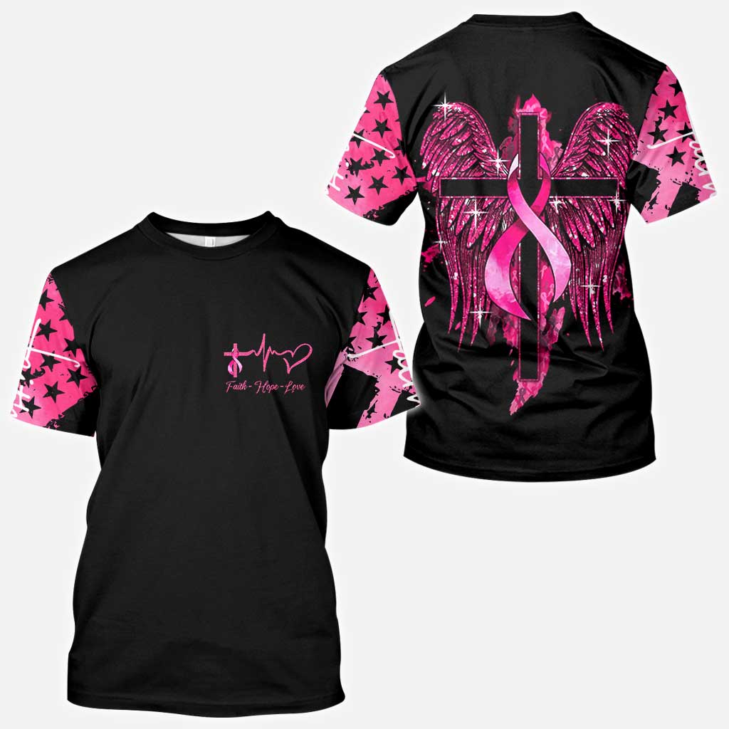 Faith Breast Cancer Cross Wings - Breast Cancer Awareness All Over T-shirt and Hoodie 0822