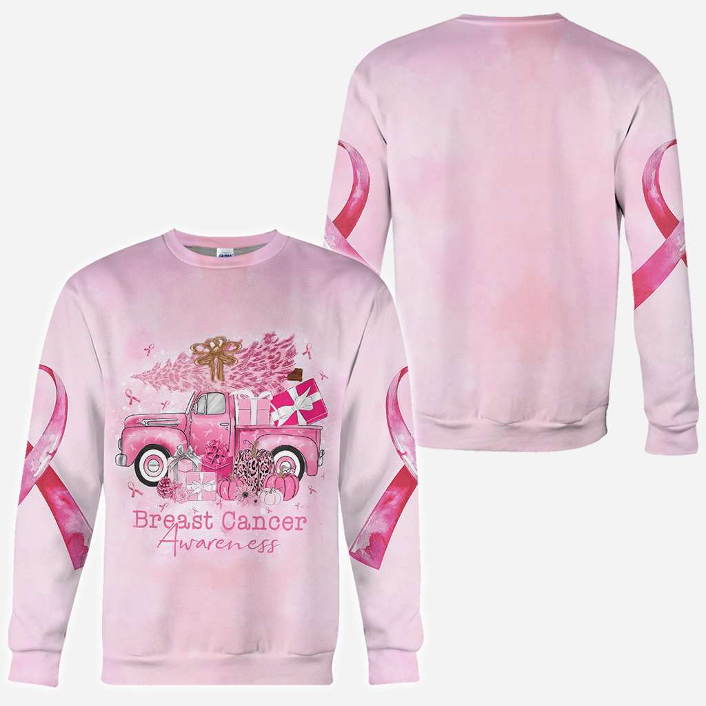 Breast Cancer Truck Christmas - Breast Cancer Awareness All Over T-shirt and Hoodie 0822