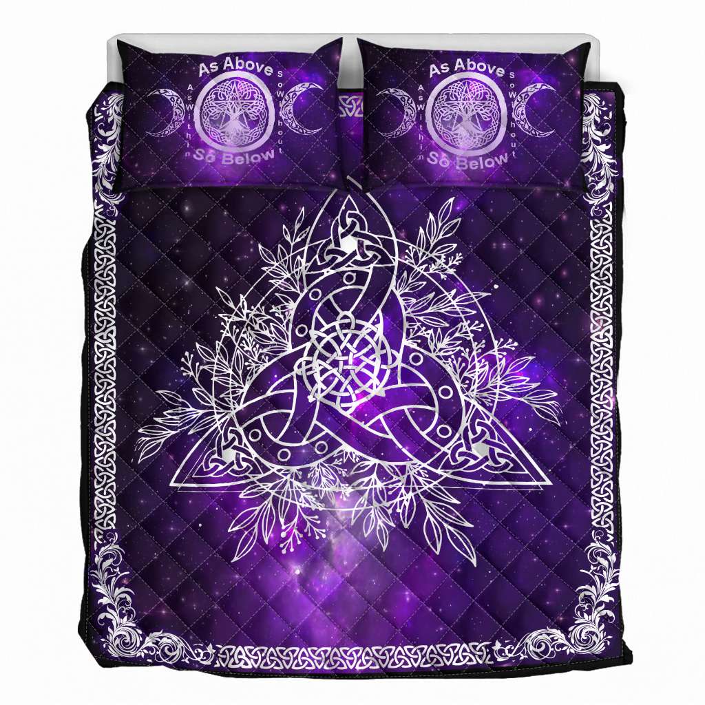 Celtic Wicca Triquetra Wicca Pagan -  Witch Quilt Set 0822