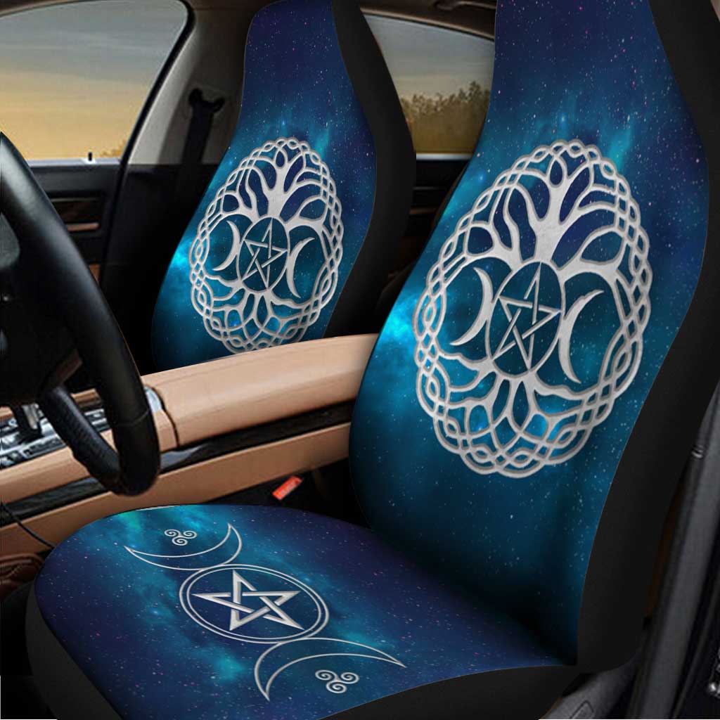 Celtic Wicca Wicca Tripple Moon Tree Of Life And Pentacle-  Witch Seat Covers 0822
