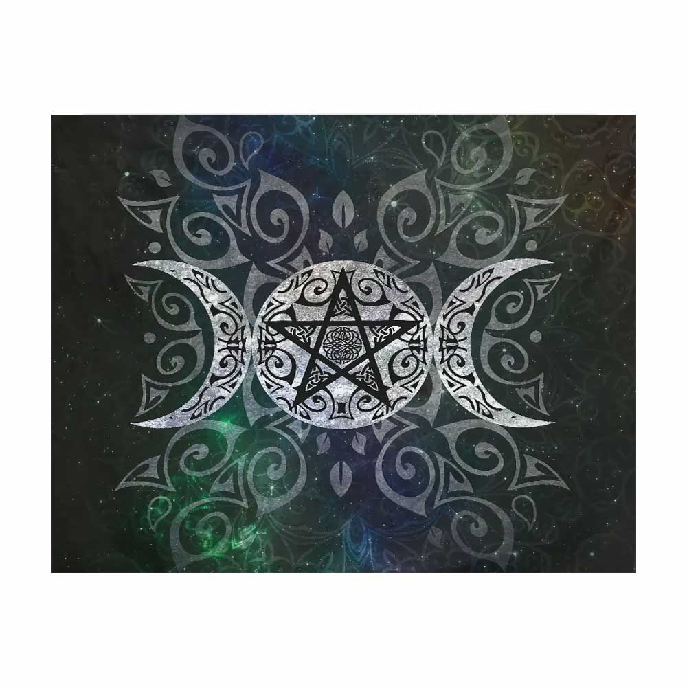 Celtic Wicca Triple Moon Pentacle Pagan - Witch Wall Tapestry 0822