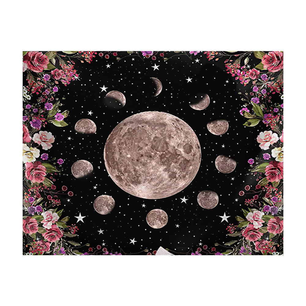 Celtic Celtic Wicca Moon Phases Flowers Starry Night - Witch Wall Tapestry 0822