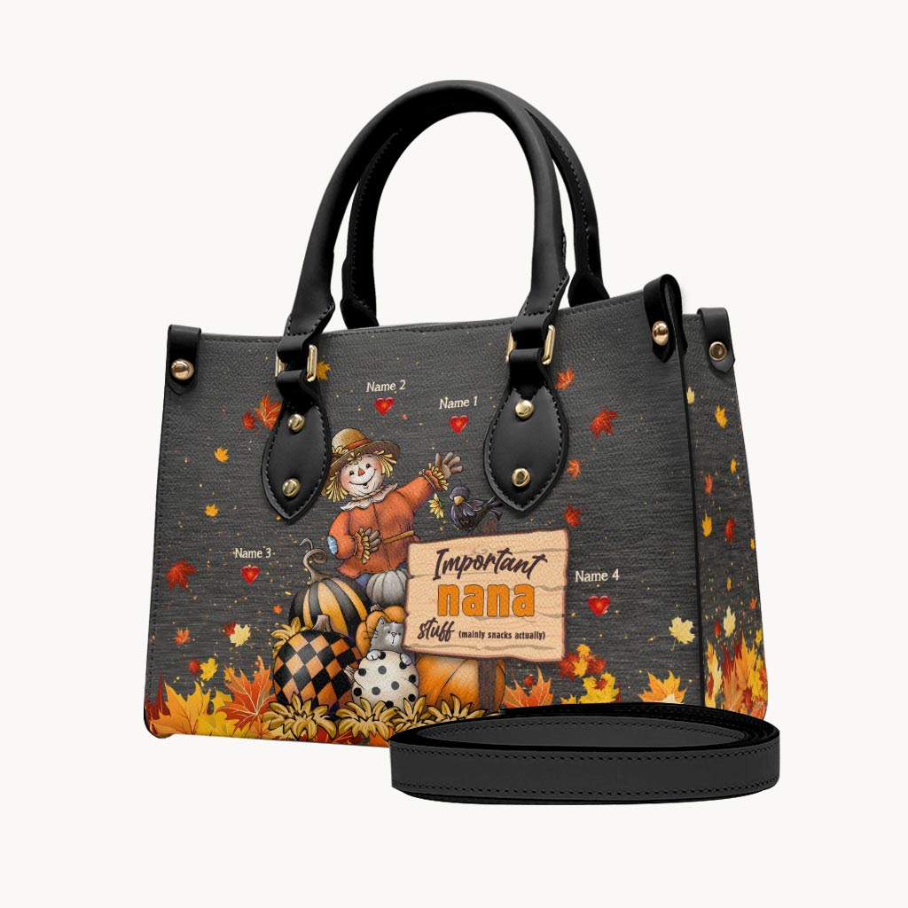 Important Nana Stuff - Personalized Grandma Leather Handbag