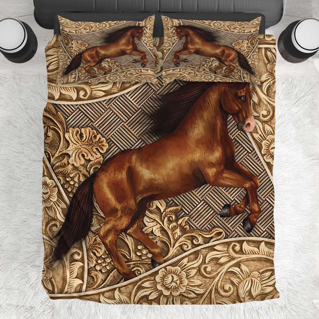 Brown Horse Western Style - Horse Riding Lover - Horse Owner Bedding Set 0921