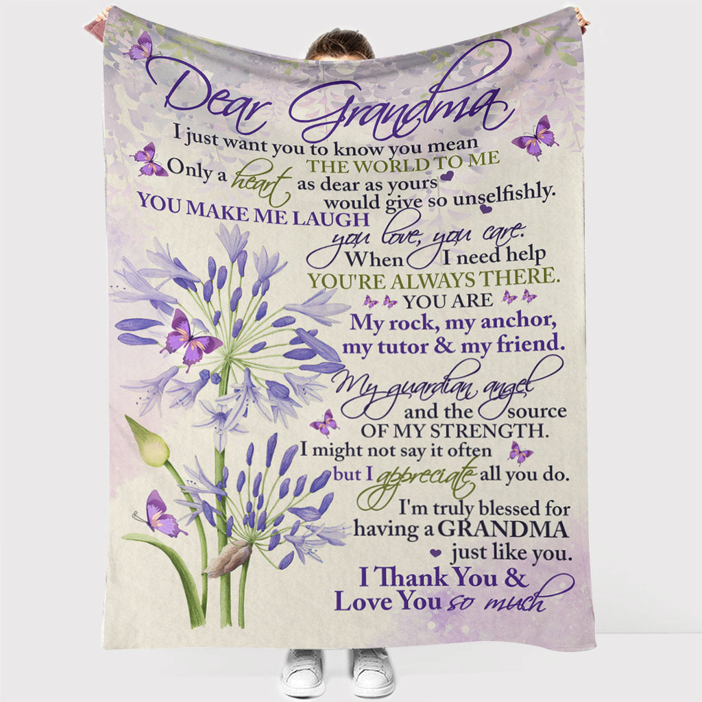 To My Grandma Purple Butterfly From Grandkids To My Grandma I Just Want You To Know Gift For Grandma - Grandma Blanket 0921